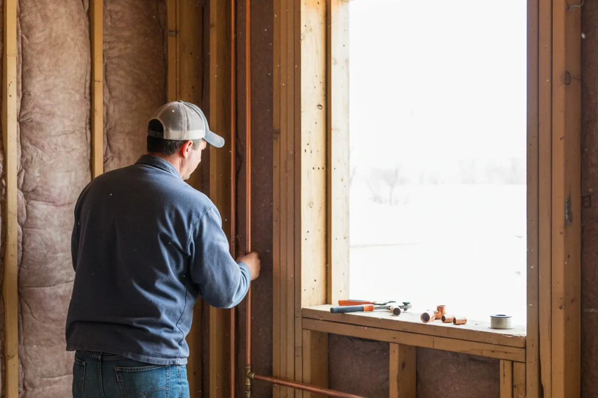 Licensed plumber running new copper supply lines in a Martville home